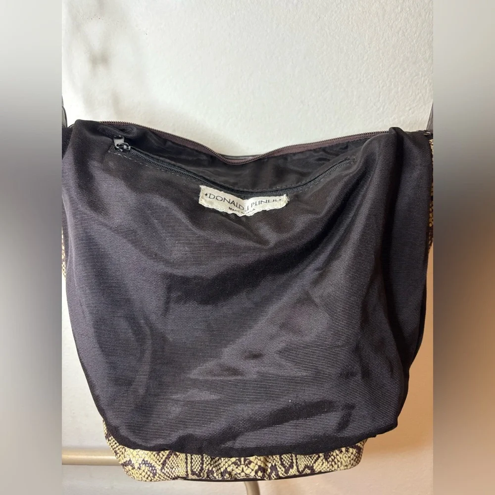 Vintage Donald J pliner Crossbody Hobo Faux Snakeskin Print Bag Vintage